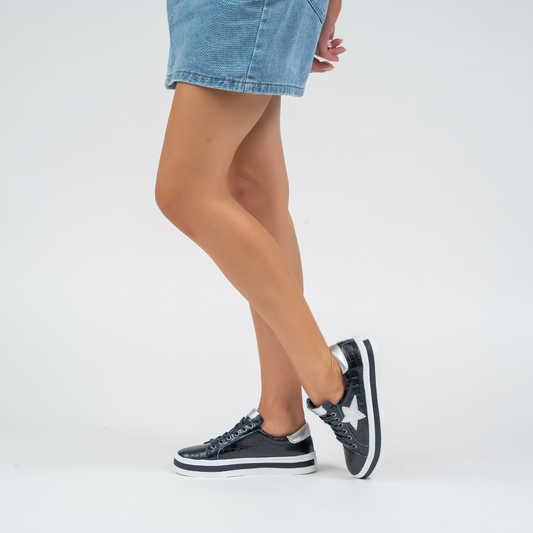 LE SANSA - Savis - Navy Croc/Silver