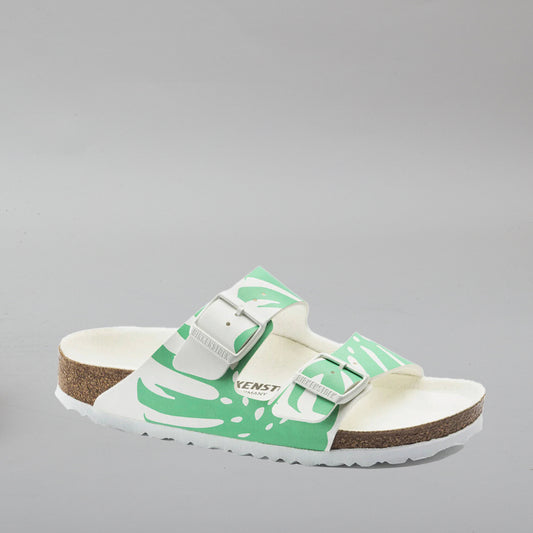 BIRKENSTOCK ARIZONA MONSTERA 1019321 BF WHITE BOLD JADE