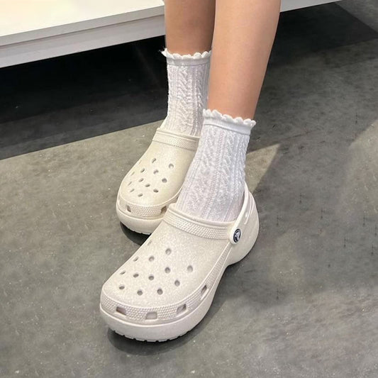 CROCS - CLASSIC PLATFORM GLITTER - CHALK