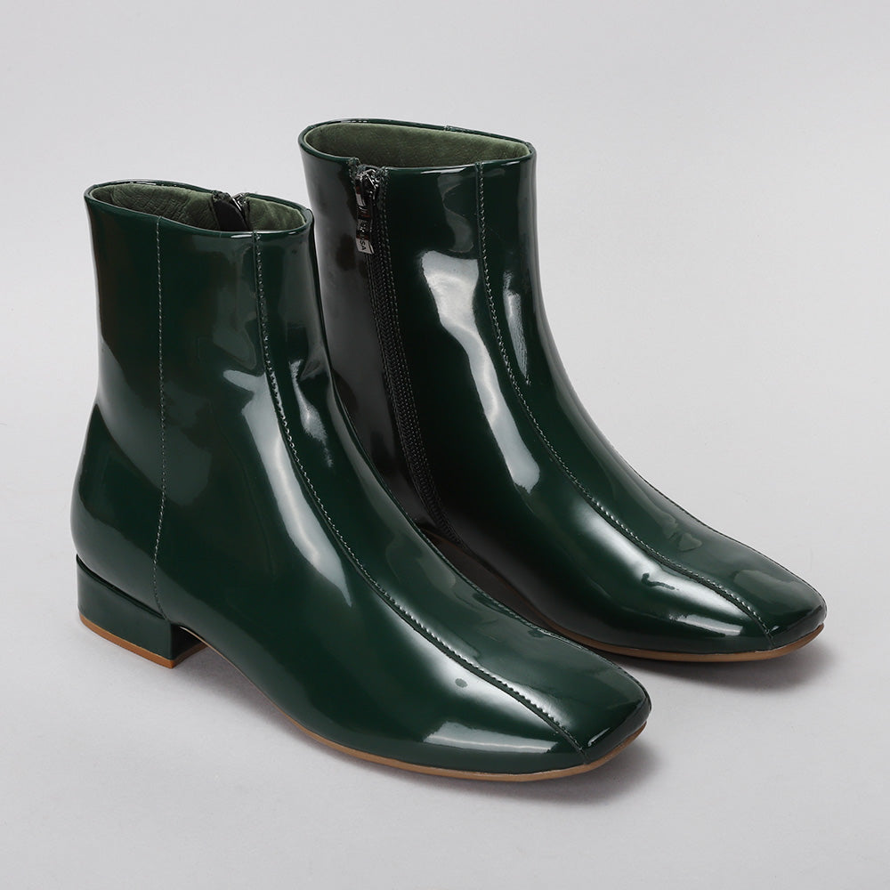 Sasha - Bottle Green Patent - LE SANSA