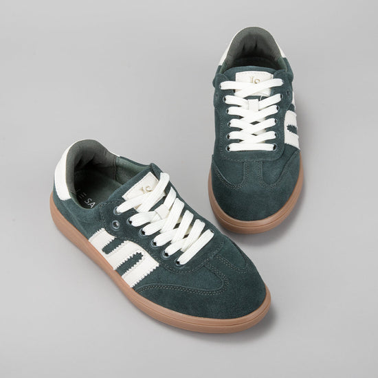 Juno - Bottle Green Suede/Ivory - LE SANSA