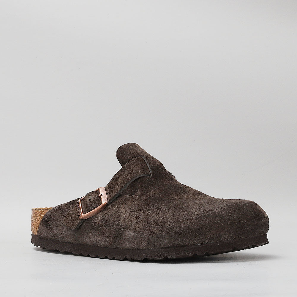 Boston Mocca Suede Clogs Front View