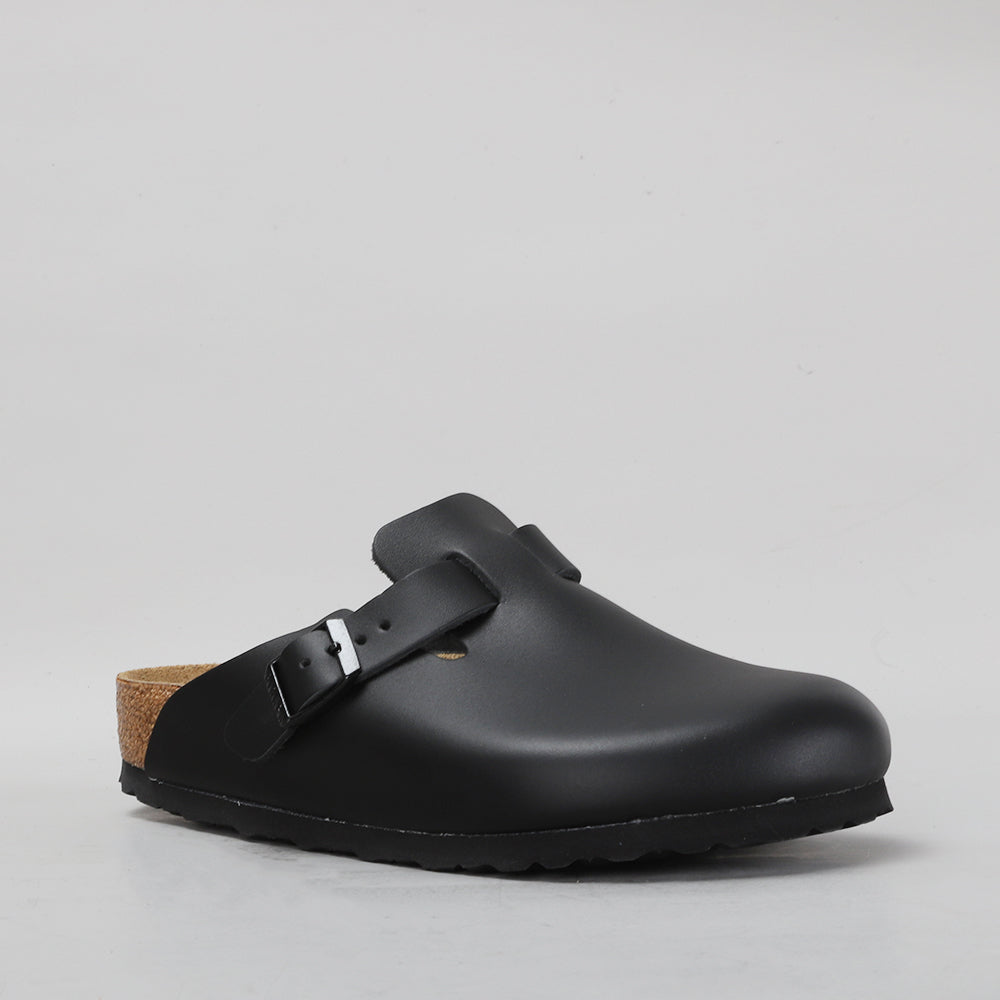Birkenstock Boston Black Clogs angled view
