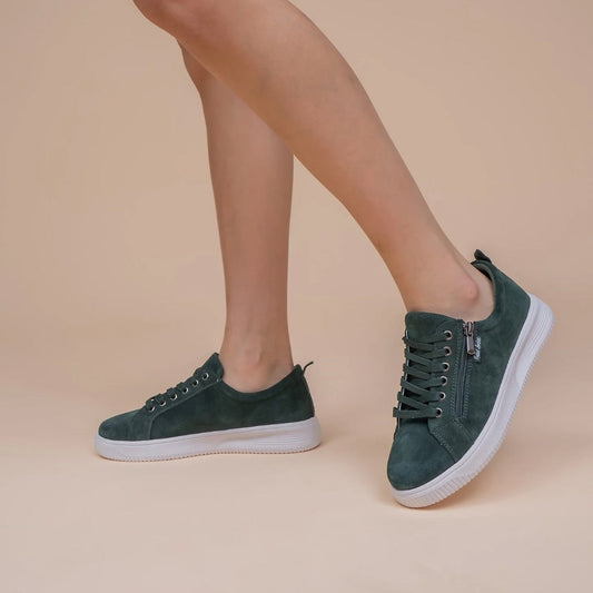 NAKED ARCHES Nelly - Bottle Green Suede